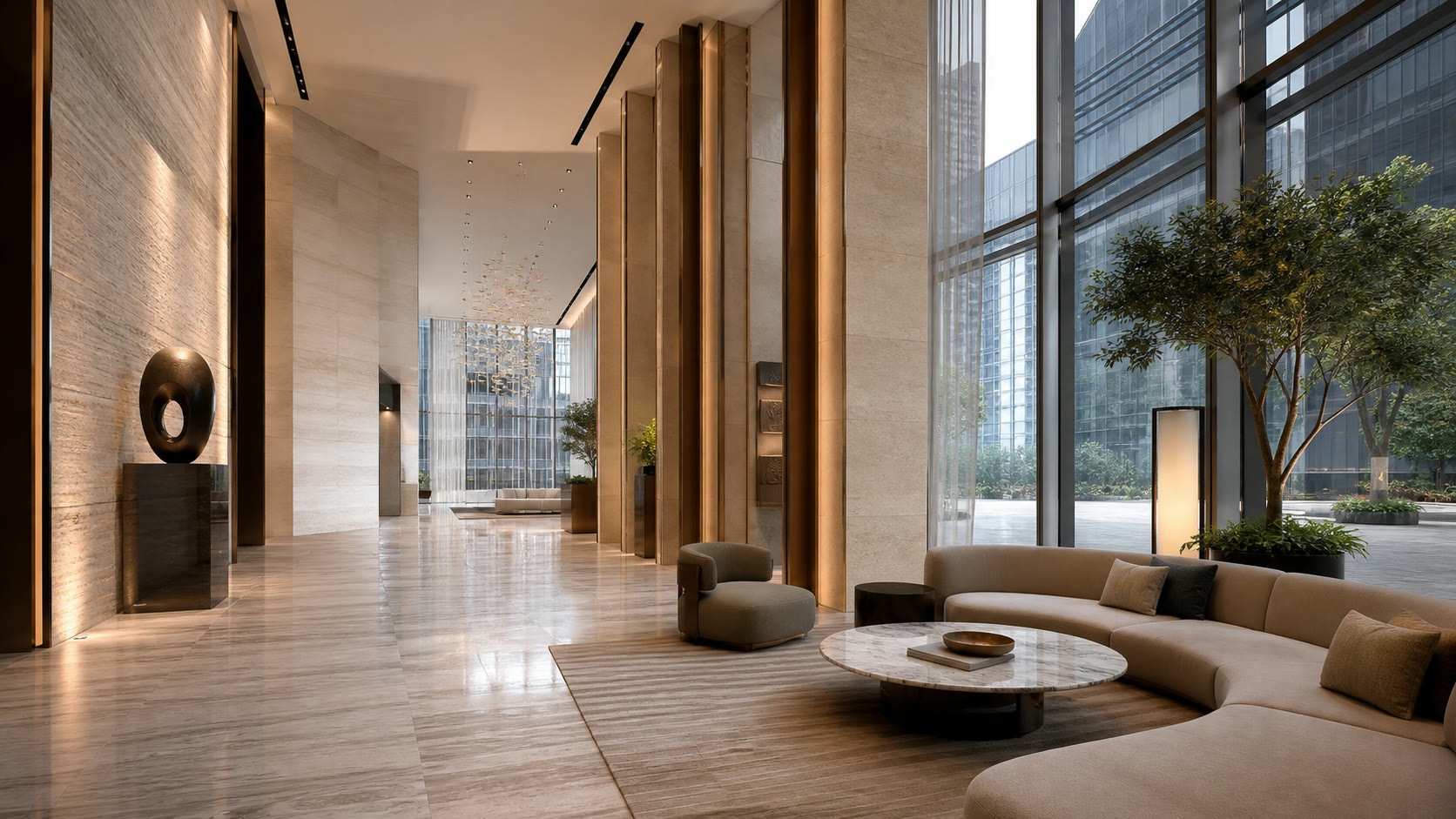 Approach to a high-floor residence at Central Park, DIFC