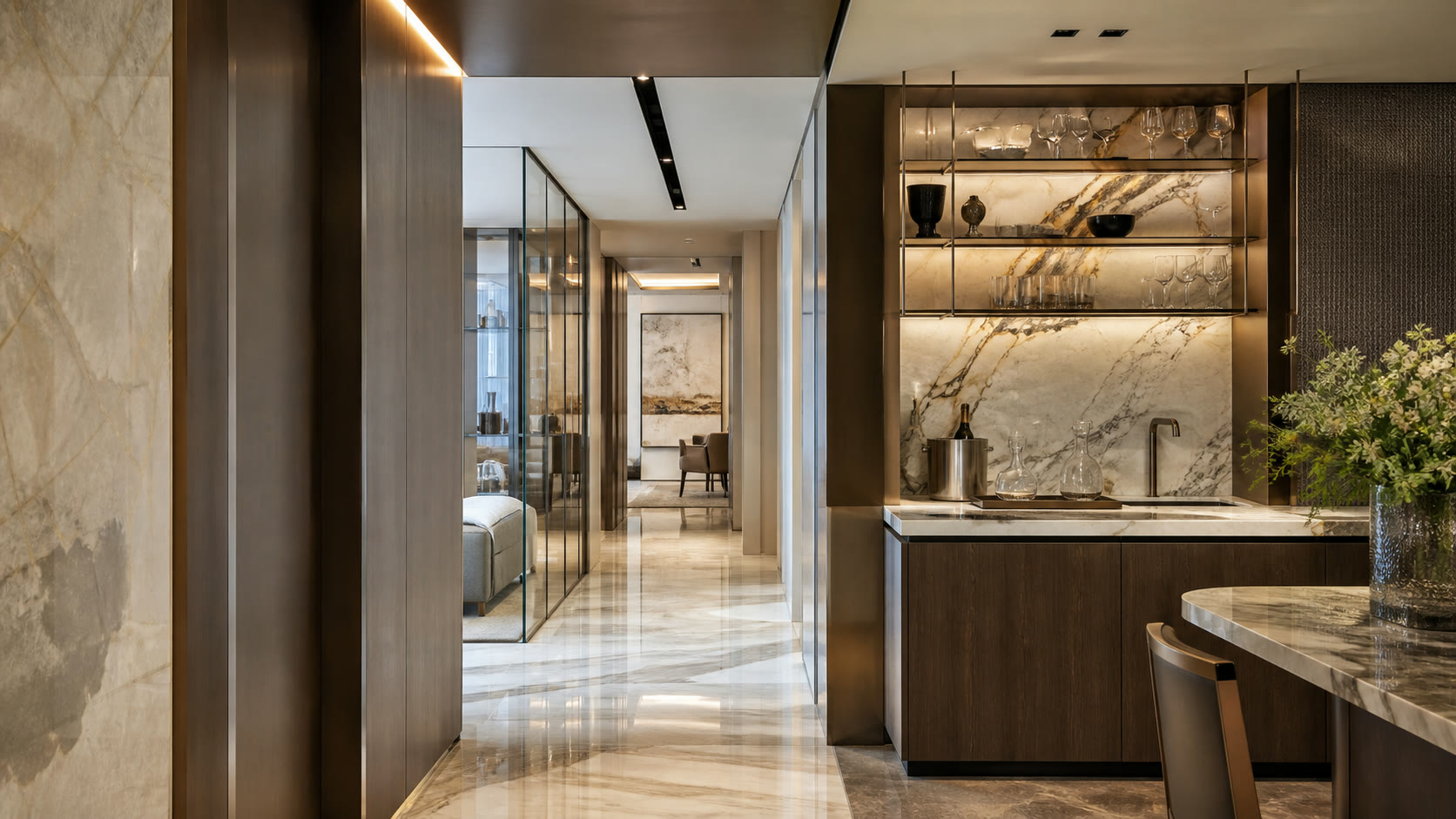 Material detail in a furnished DIFC residence