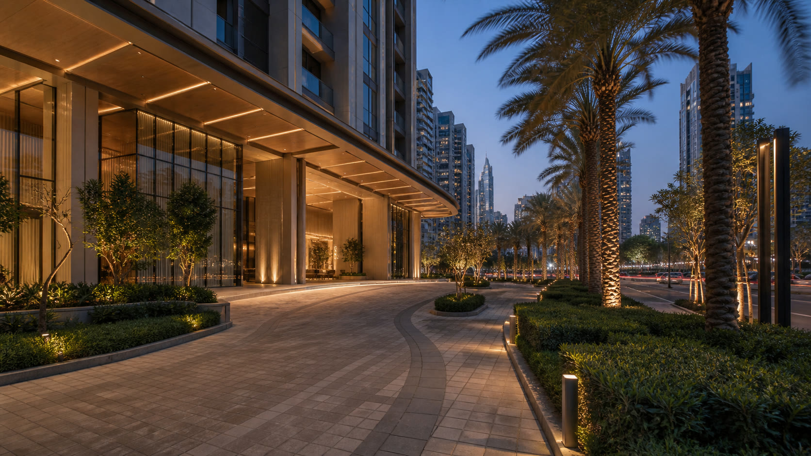 Approach to a Boulevard building in Downtown Dubai