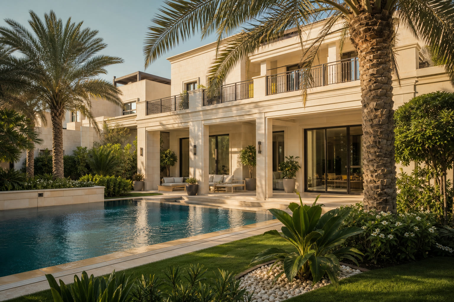 Rebuilt garden villa with a private pool and palms on Palm Jumeirah