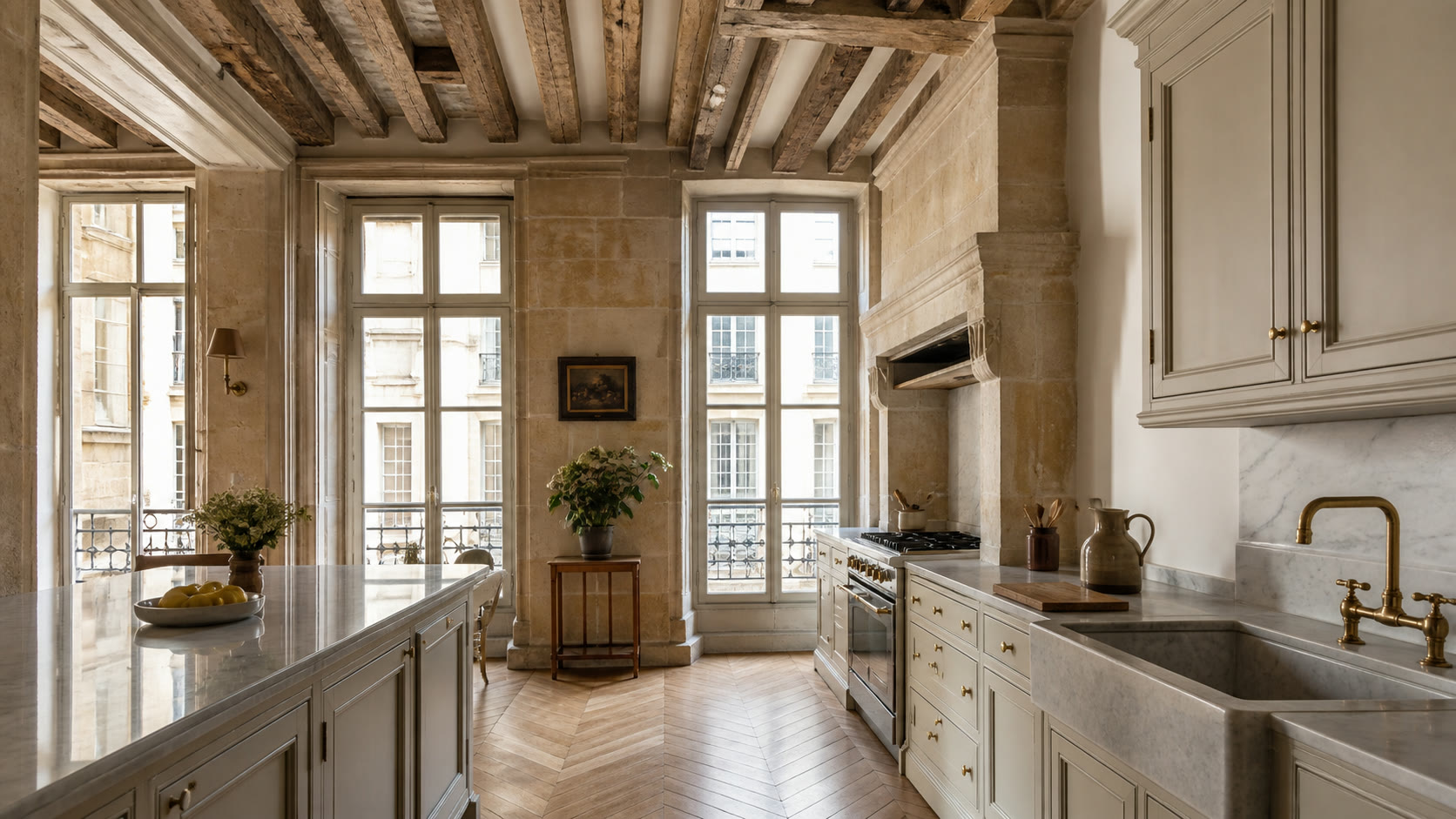Kitchen of an Île Saint-Louis piano nobile
