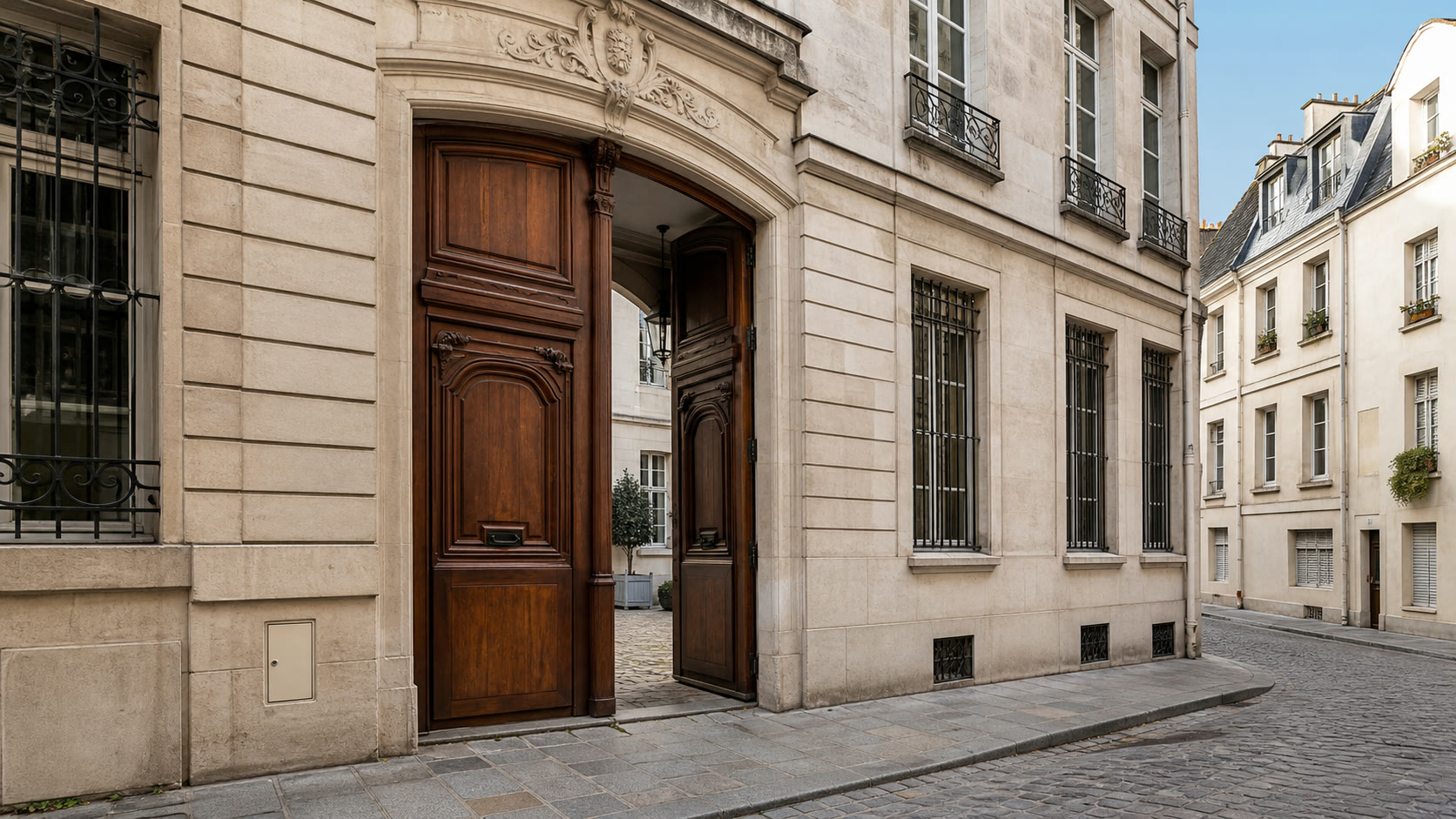 Courtyard door of an Île Saint-Louis hôtel particulier